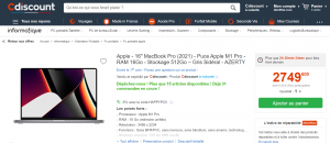 Fiche produit Cdiscount MacBook Pro